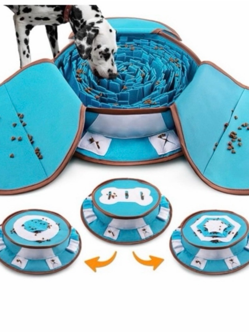 Interactive Blue Dog Snuffle Mat & Puzzle Feeder - Slow Feeding Toy